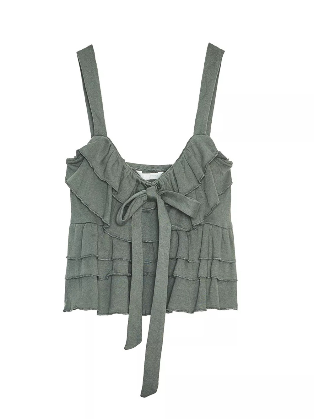 Zara Sage Green Ruffled Tie-Front Camisole
